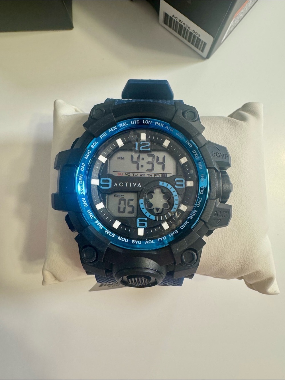 Ativa Blue Textured Sport Watch Strap with Silver Buckle